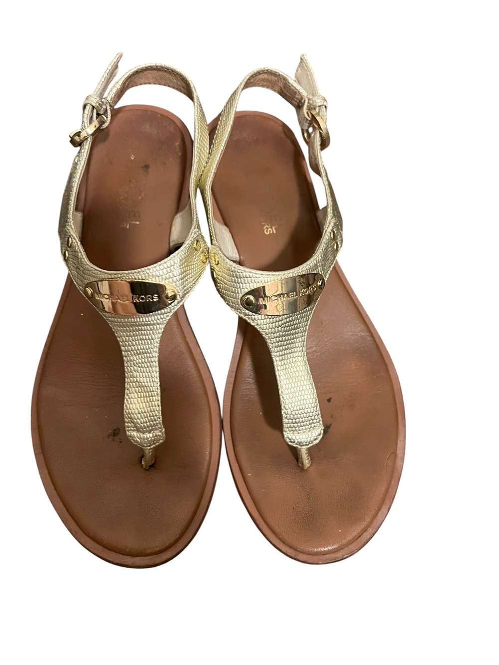 Michael Kors Gold Thong Leather Sandals 7M